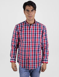 Camisa Para Caballero Manga Larga Estilo Cuadros Roja