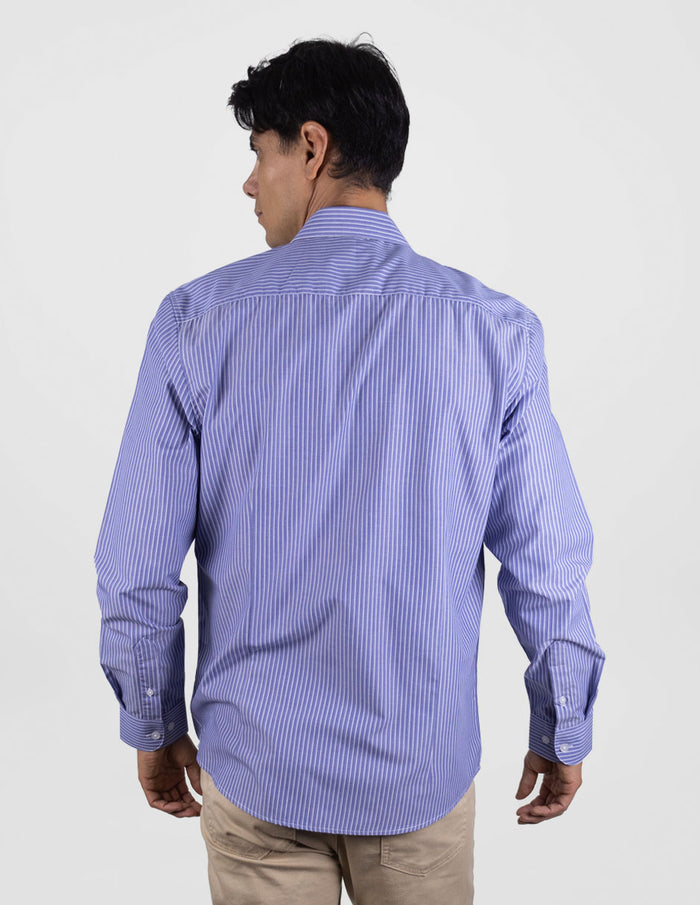 Camisa de Manga Larga Estilo Rayas Azul | Marca Dioro para Hombre