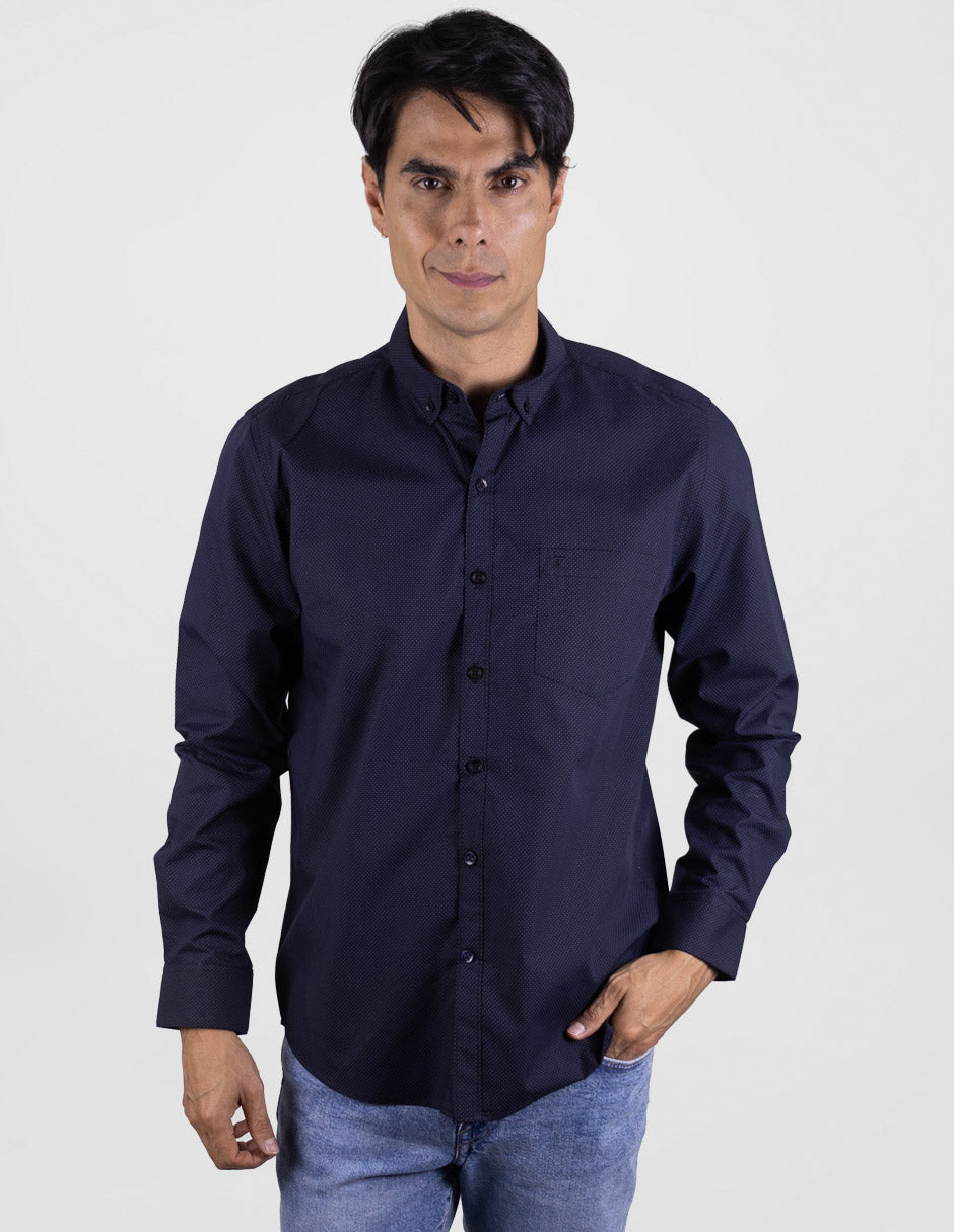 Camisa Casual Estampado Color Azul Marino