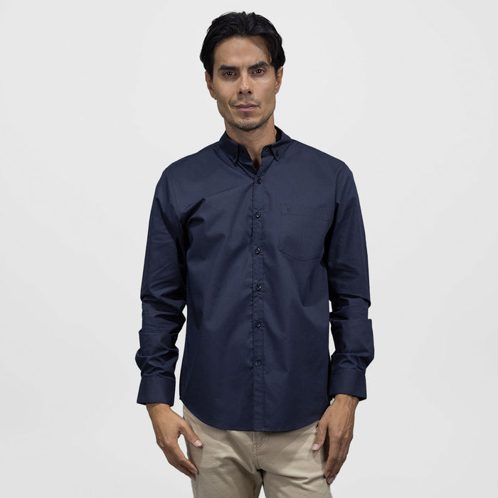 Camisa Con Estampado de Vestir Marca Dioro Azul