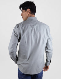 Camisa Casual de Caballero Manga Larga Estilo Liso Color Gris 100% Algodón