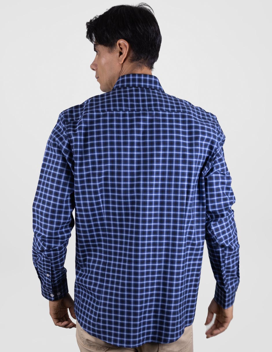 Camisa Casual Para Caballero Manga Larga Estilo Cuadros 100% Algodón