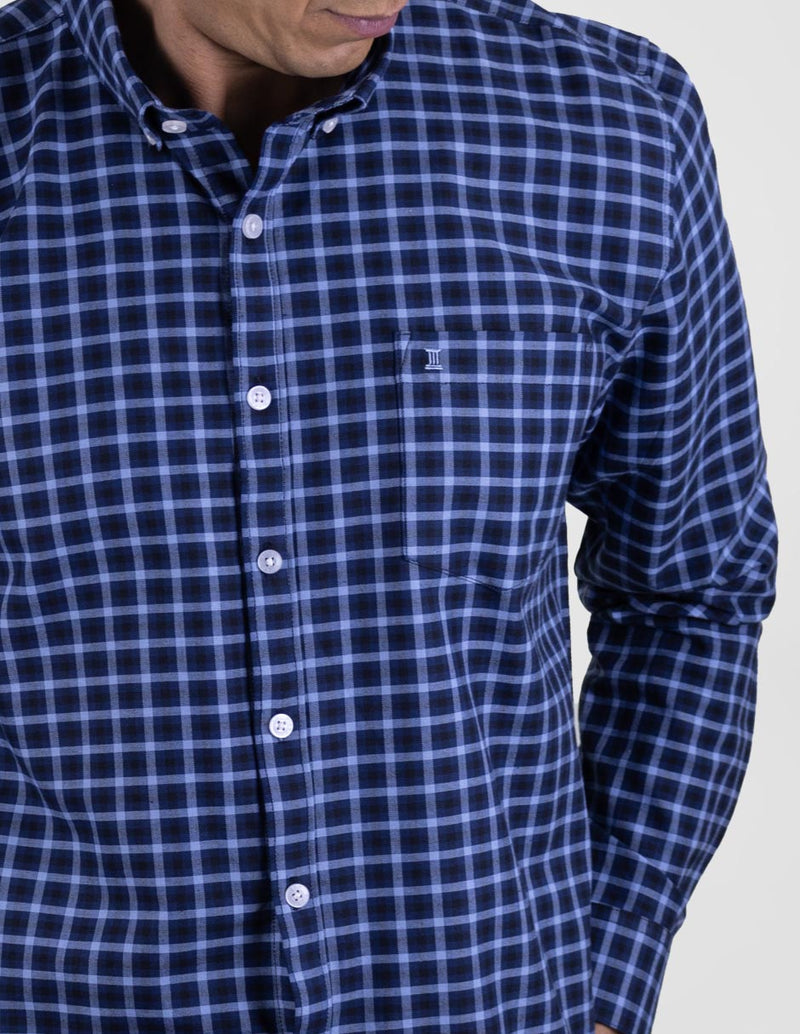 Camisa Casual Para Caballero Manga Larga Estilo Cuadros 100% Algodón