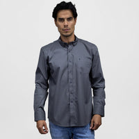 Camisa Casual Para Caballero Manga Larga Gris Estampado 100% Algodón