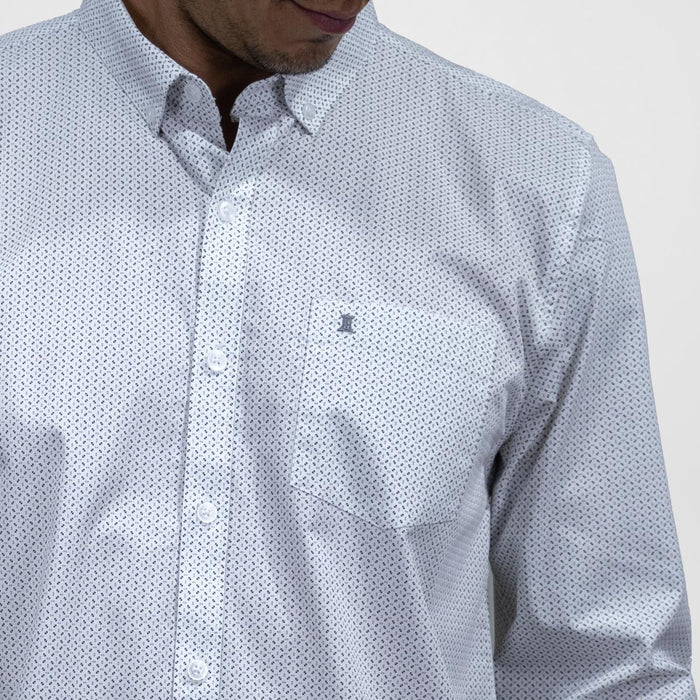 Camisa Casual Para Caballero Estilo Estampado Blanca 100% Algodón