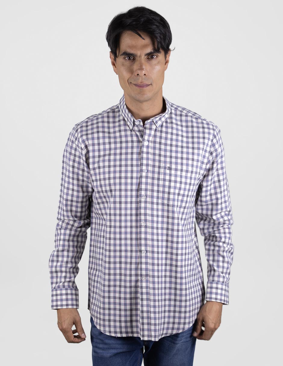 Camisa  Manga Larga Cuadro Multicolor 100% Algodón 2409112