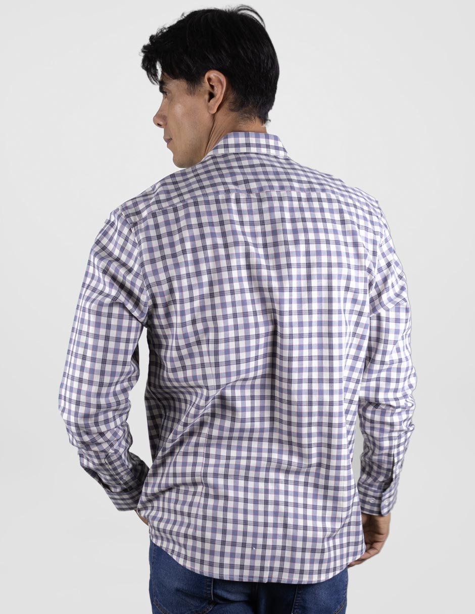 Camisa  Manga Larga Cuadro Multicolor 100% Algodón 2409112