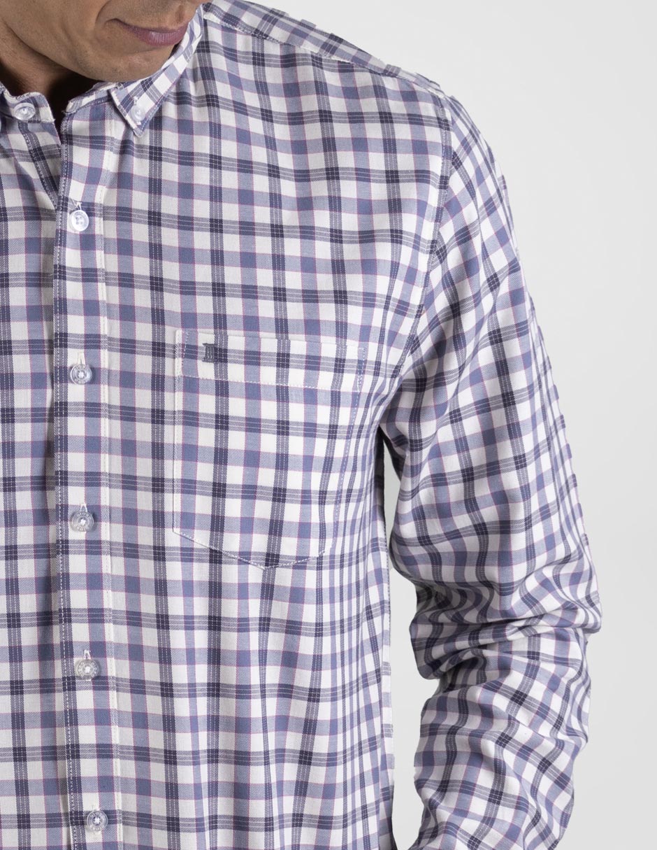 Camisa  Manga Larga Cuadro Multicolor 100% Algodón 2409112