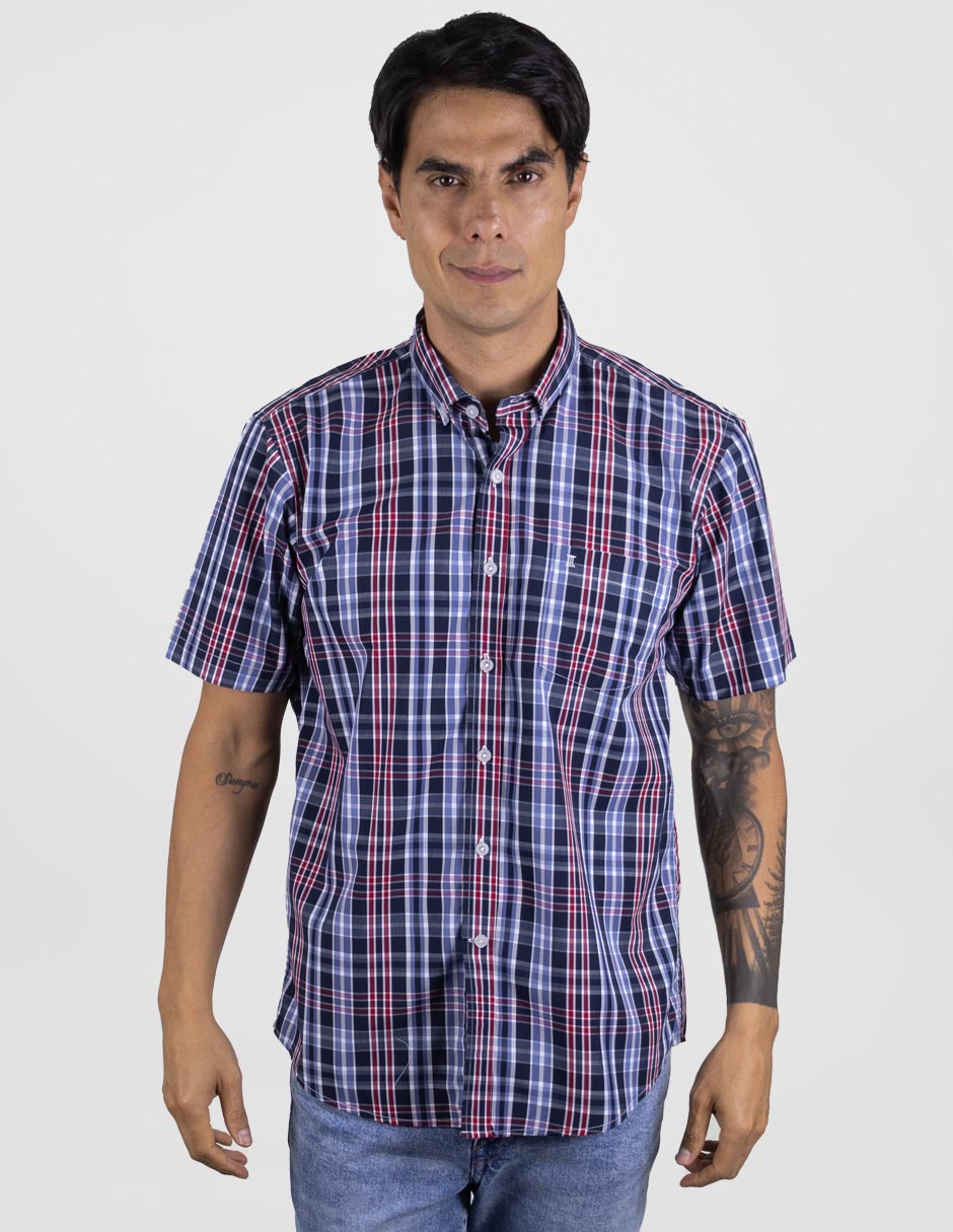 Camisa Casual de Bambú Manga Corta Estilo Cuadros