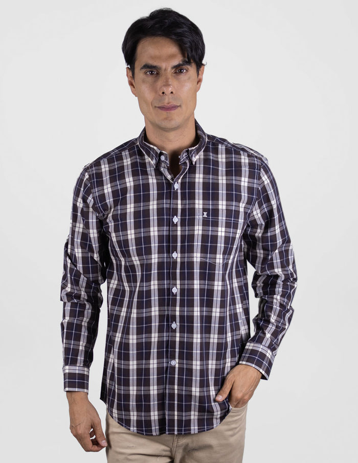 Camisa Casual Para Caballero Manga Larga Estilo Cuadros - dioromx