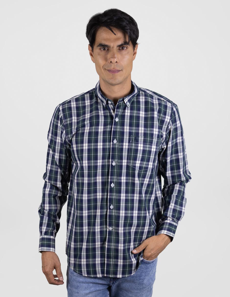 Camisa Casual Para Caballero Manga Larga Estilo Cuadros