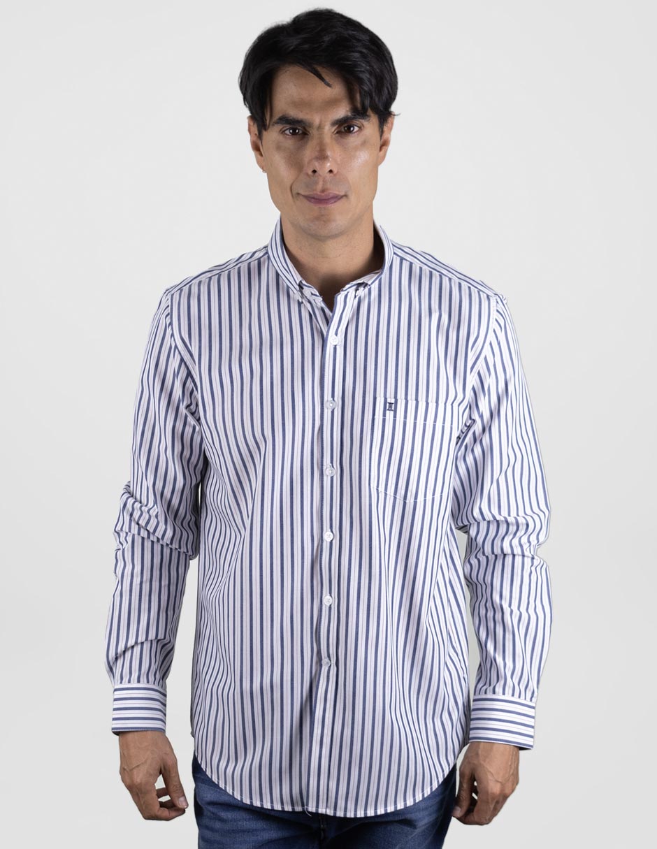 Camisa Casual Para Caballero Manga Larga Estilo Rayas