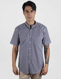 Camisa Casual Para Caballero Manga Corta Cuadros Negros