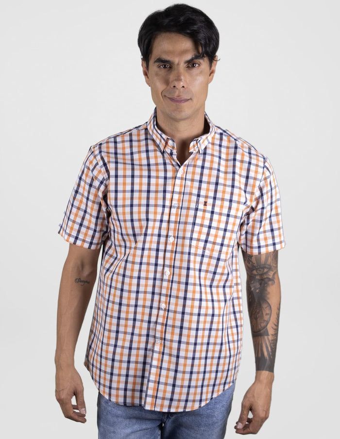 Camisa Casual Para Caballero Manga Corta Estilo Cuadros