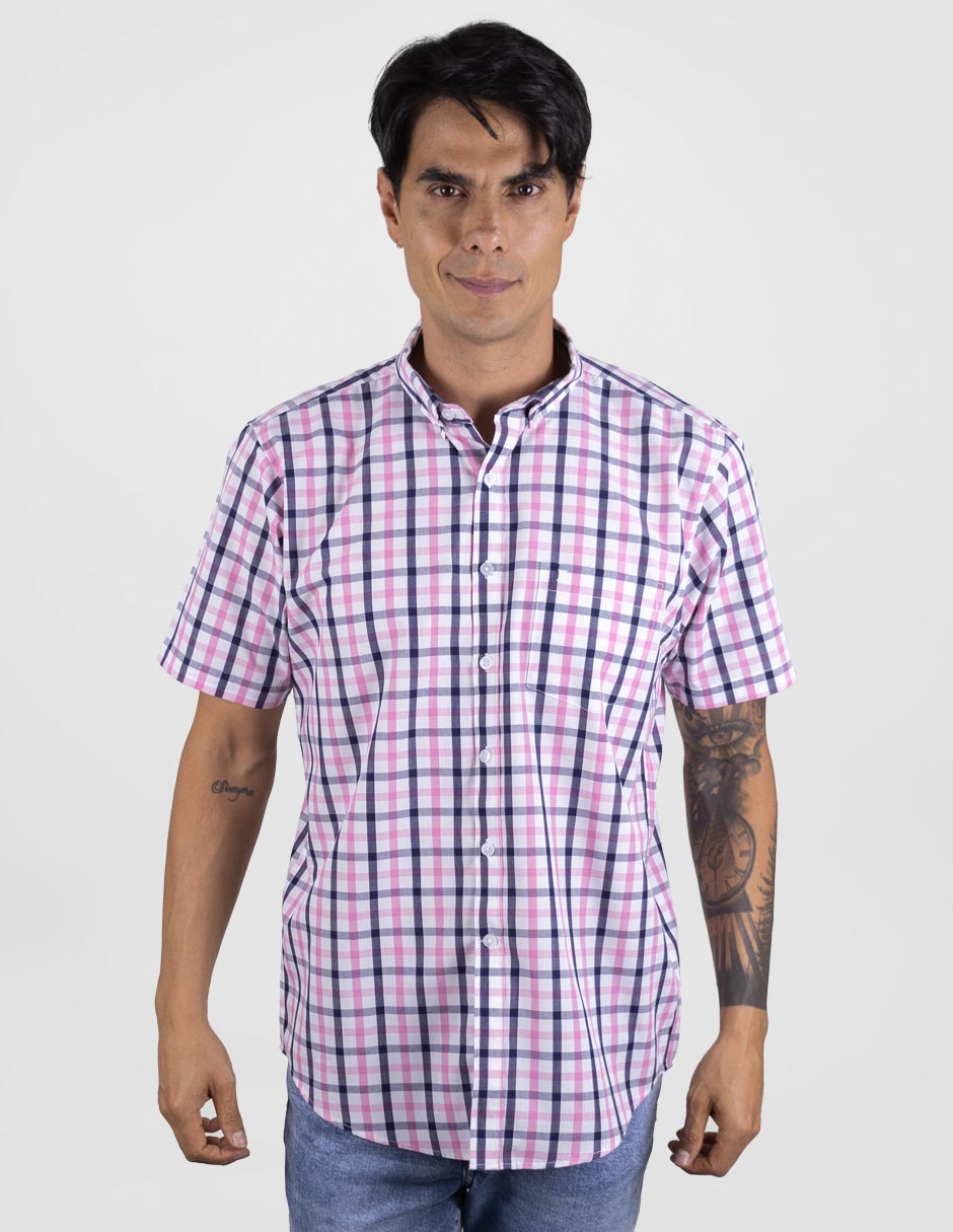 Camisa Casual Para Caballero Manga Corta Estilo Cuadros