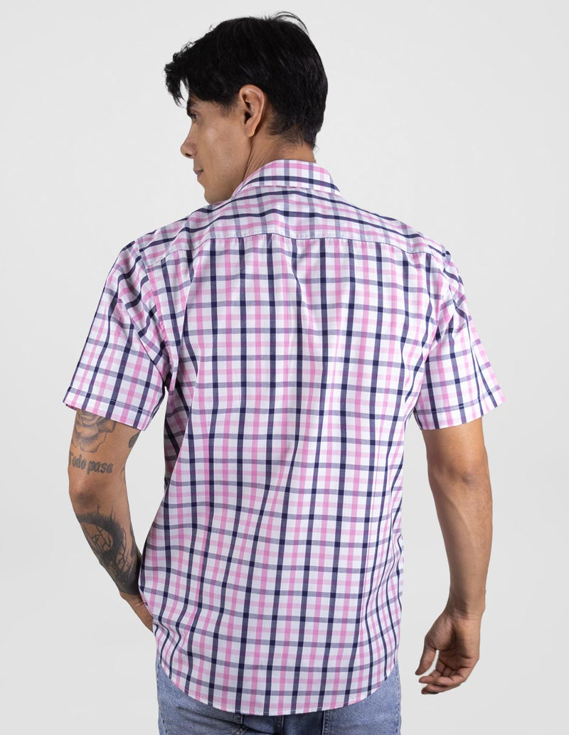 Camisa Casual Para Caballero Manga Corta Estilo Cuadros