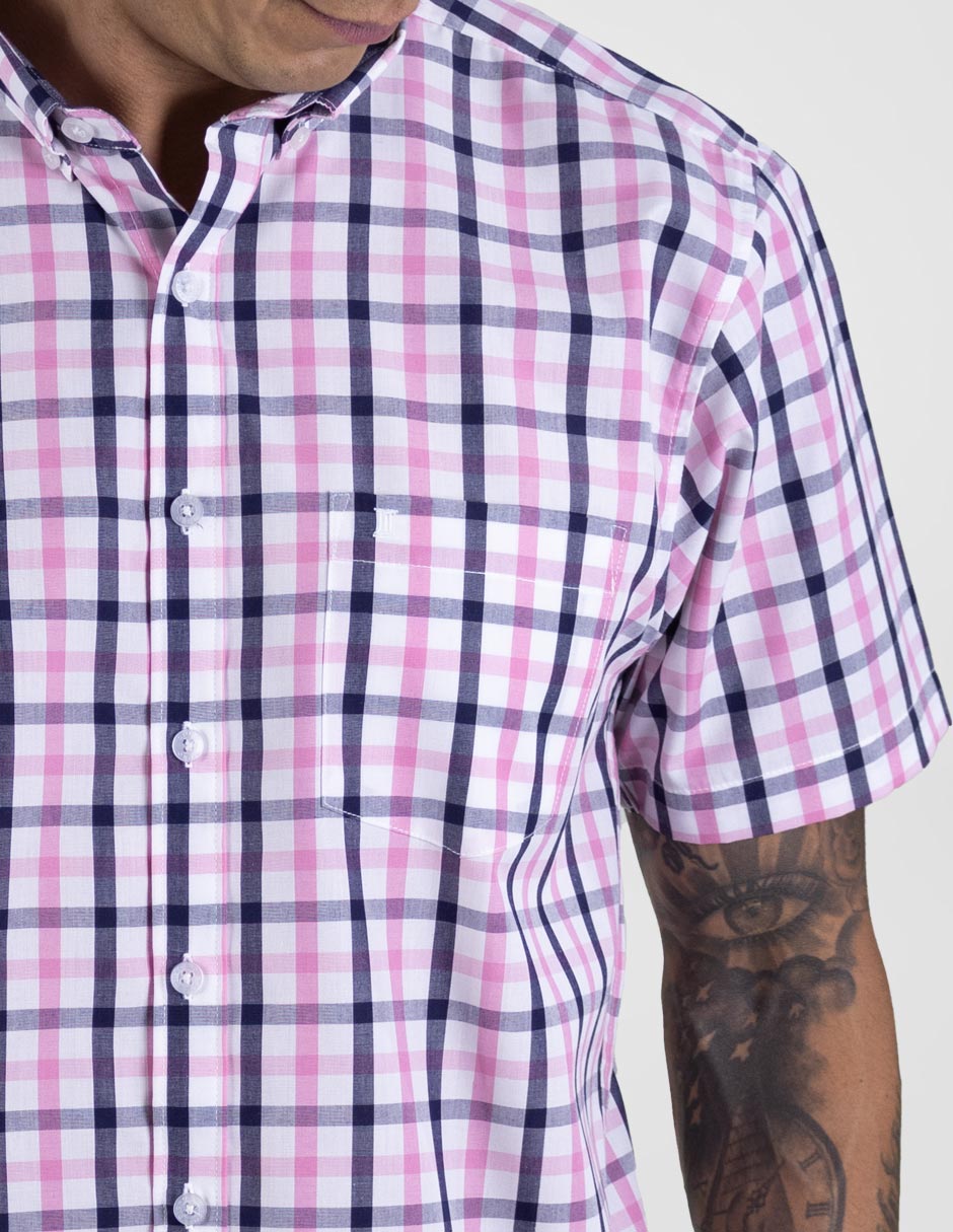 Camisa Casual Para Caballero Manga Corta Estilo Cuadros