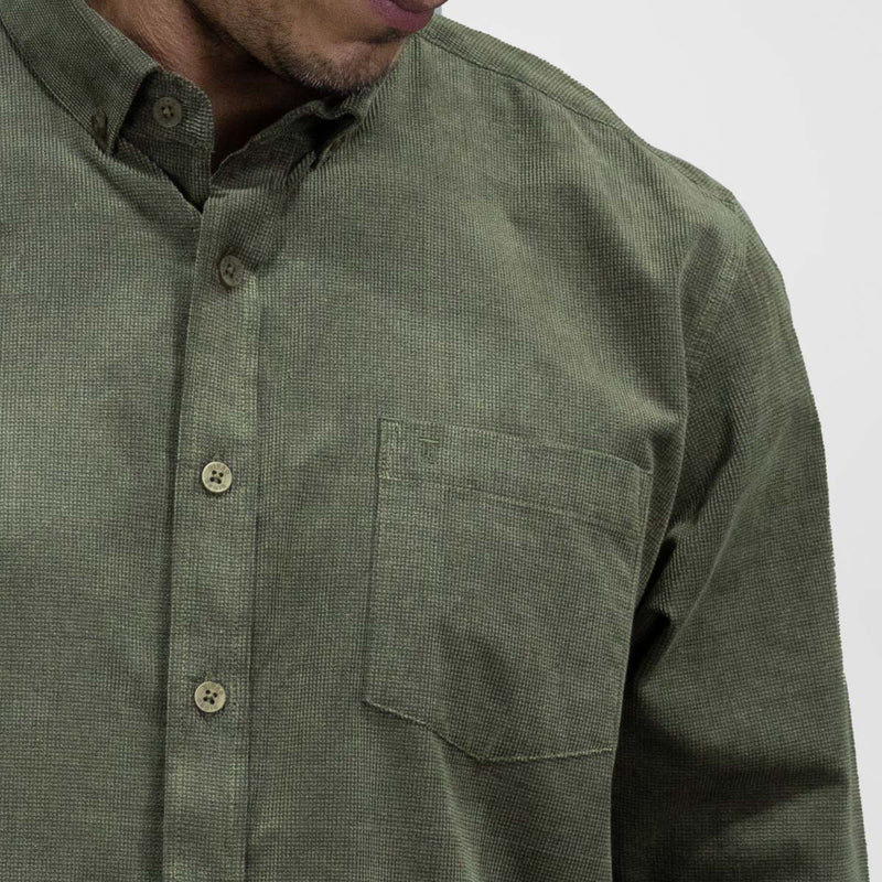 Camisa Casual Verde Musgo Pana Manga Larga