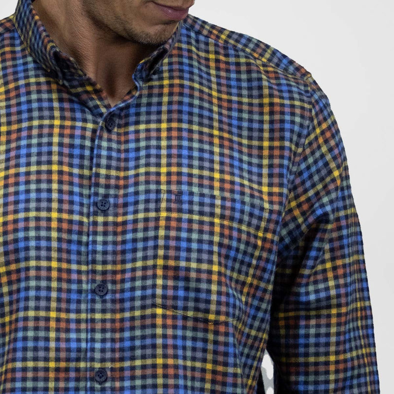 Camisa Casual de Franela Manga Larga Multiculor Estilo Cuadros