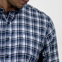 Camisa de Franela Manga Larga Estilo Cuadros Azul Para Caballero