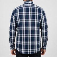 Camisa Cuadros Azul Manga Larga 100% Algodón 2416040