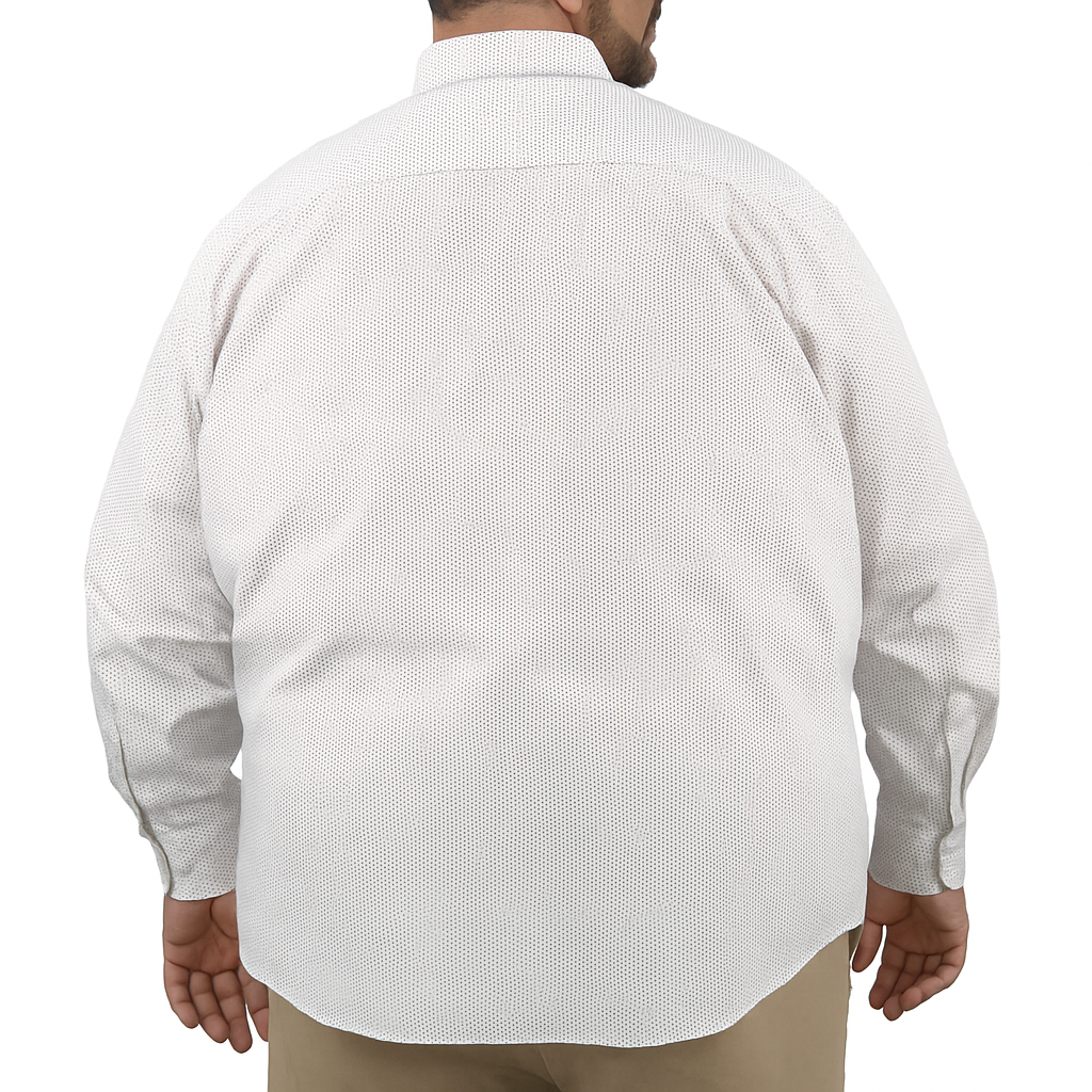 Camisa Blanca con Estampado de Manga Larga 100% Algodón Talla Extra 2502009
