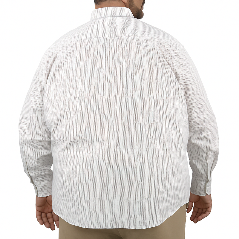 Camisa Blanca con Estampado de Manga Larga 100% Algodón Talla Extra 2502009
