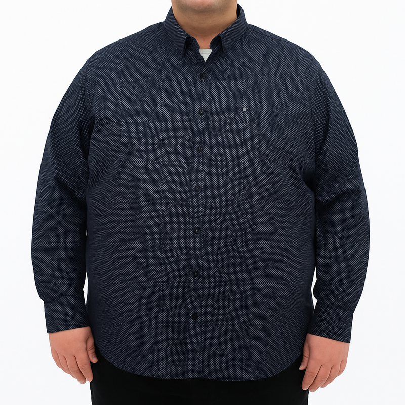 Camisa de Manga Larga Azul con Estampado 100% Algodón Talla Extra 2502011