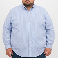 Camisa de Rayas Azul con Manga Larga Talla Extra 100% Algodón 2507046