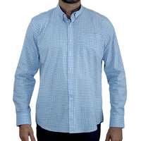 Camisa Azul Cuadros Manga Larga 100% Algodón 2505048