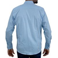 Camisa Azul Cuadros Manga Larga 100% Algodón 2505048