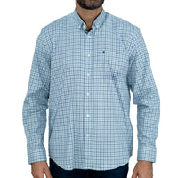 Camisa Azul Cuadros Manga Larga 100% Algodón 2510256