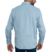 Camisa Azul Cuadros Manga Larga 100% Algodón 2510256