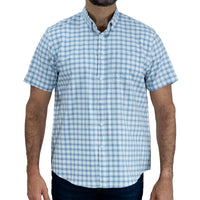 Camisa Cuadros Azul Manga Corta 100% Algodón 2510287