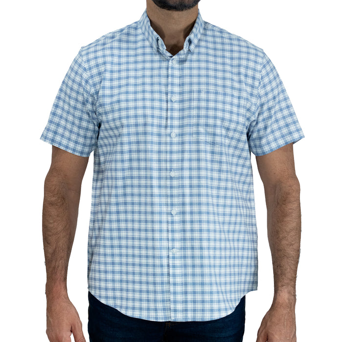 Camisa Cuadros Azul Manga Corta 100% Algodón 2510287