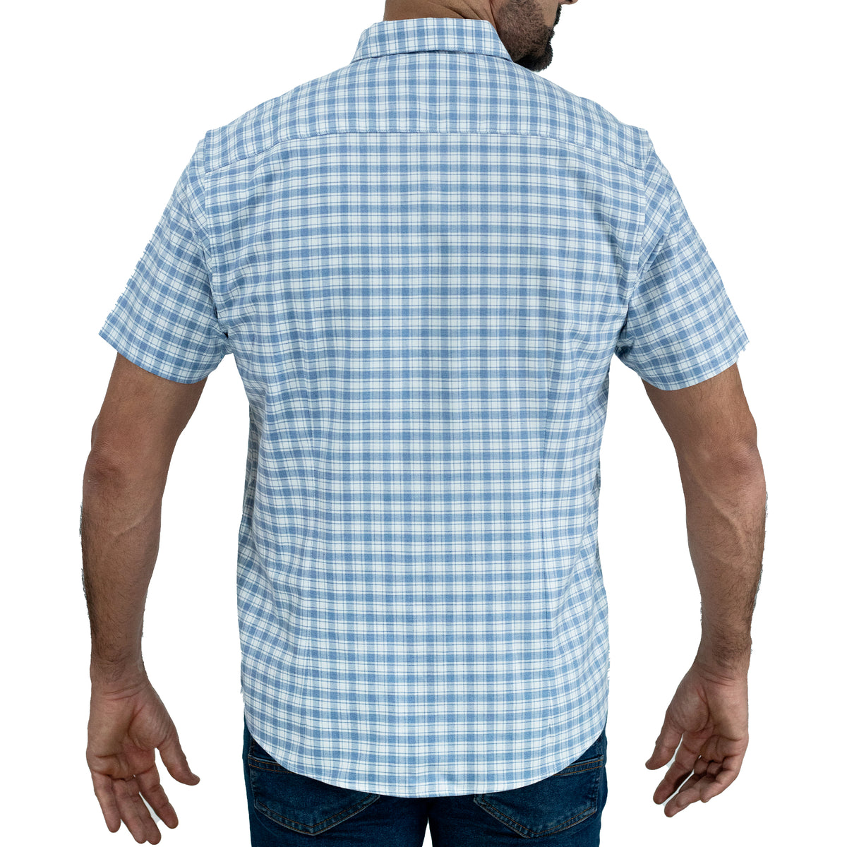 Camisa Cuadros Azul Manga Corta 100% Algodón 2510287