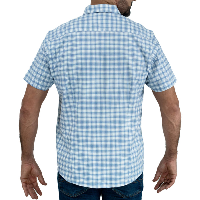 Camisa Cuadros Azul Manga Corta 100% Algodón 2510287
