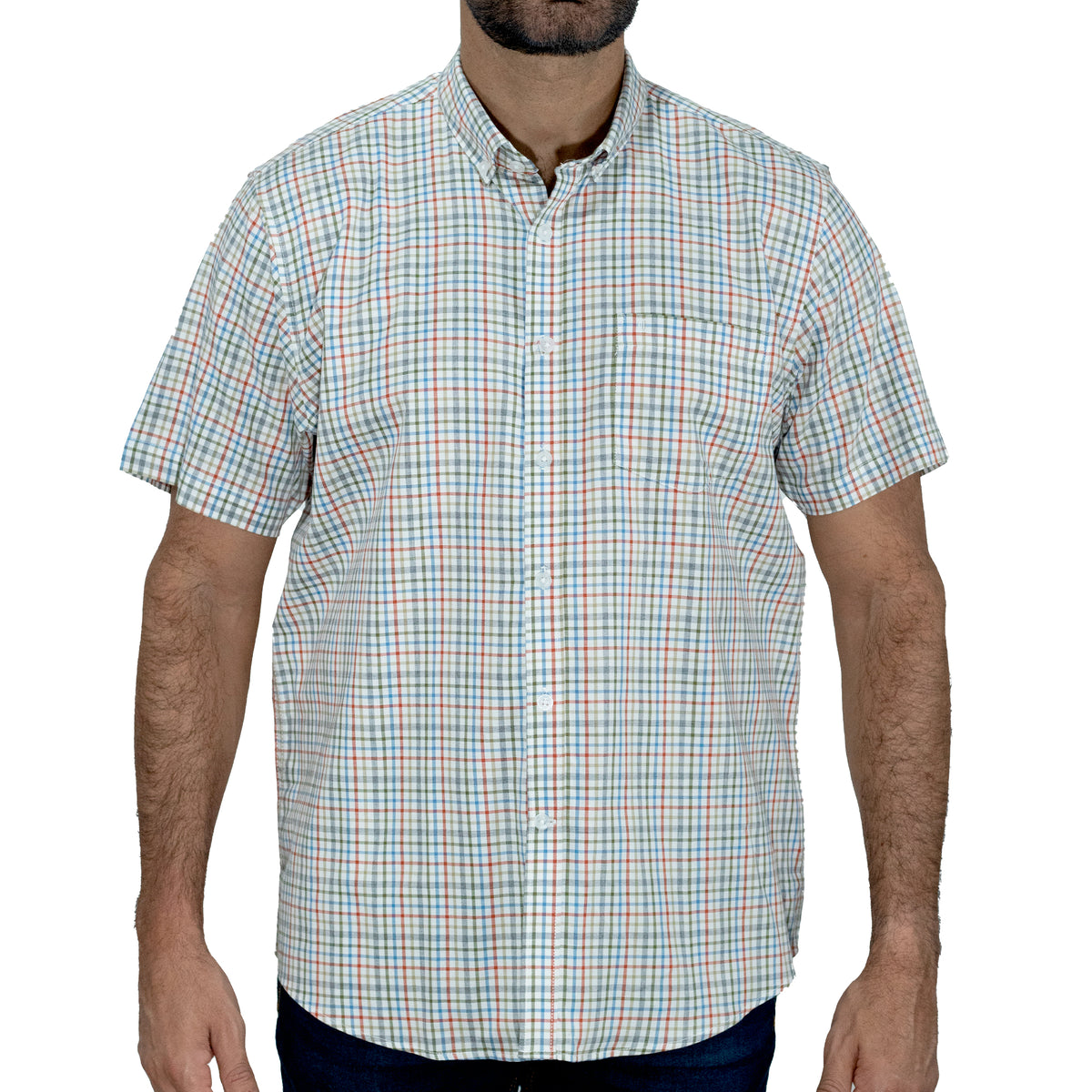 Camisa Cuadros Multicolor Manga Corta 100% Algodón 2510290