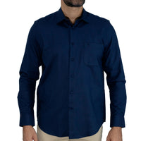 Camisa Azul Lisa Manga Larga 100% Algodón 2512305