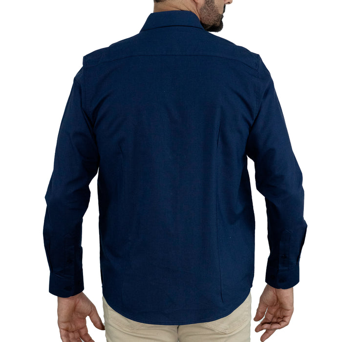 Camisa Azul Lisa Manga Larga 100% Algodón 2512305