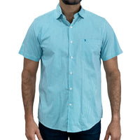 Camisa Cuadros Azul Manga Corta 100% Algodón 2607144