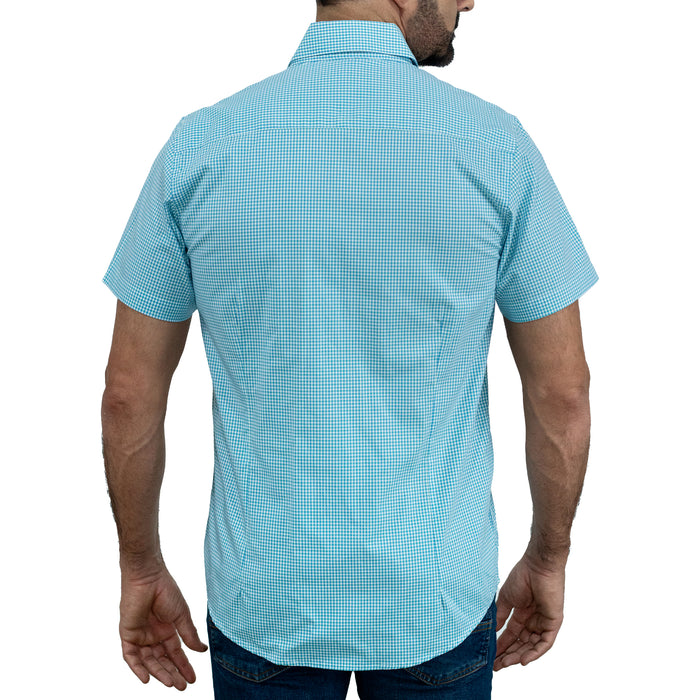 Camisa Cuadros Azul Manga Corta 100% Algodón 2607144