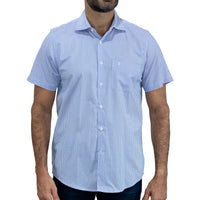 Camisa Cuadros Azul Manga Corta 100% Algodón 2607149