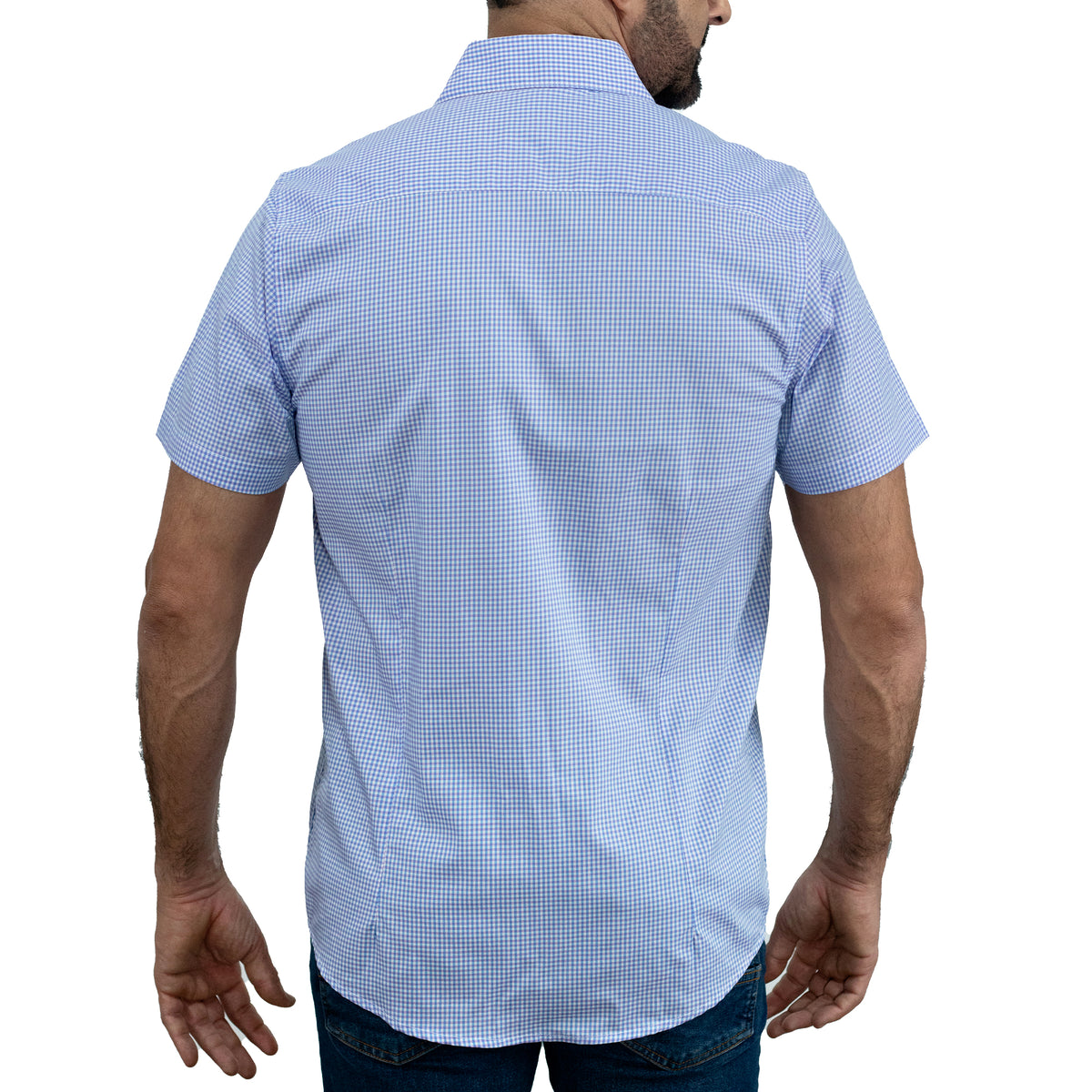 Camisa Cuadros Azul Manga Corta 100% Algodón 2607149