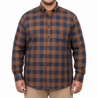 Camisa de Franela de Cuadros Naranja con Manga Larga Talla Extra 2309449