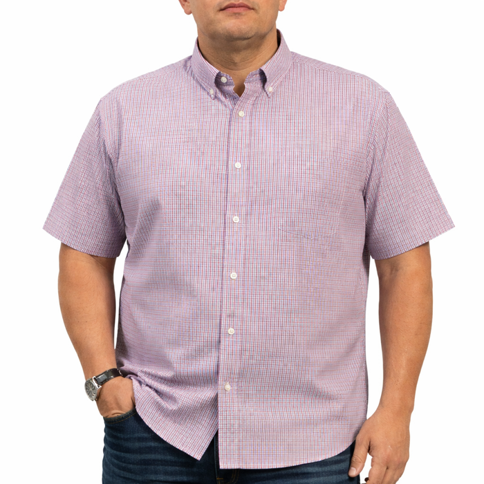 Camisa Cuadros Roja Manga Corta Talla Extra 100% Algodón 2512110 - dioromx