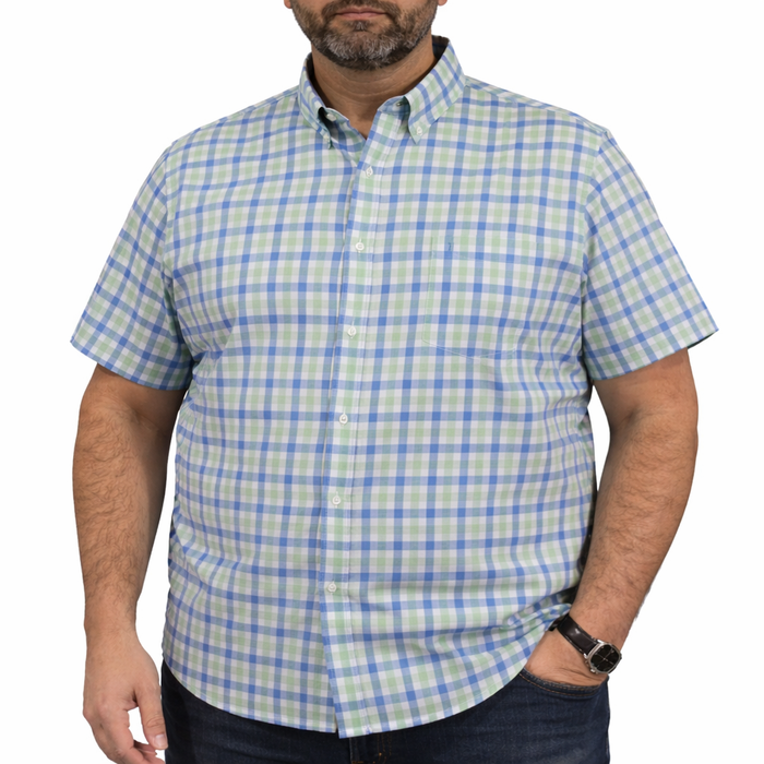 Camisa de Cuadros Verde Manga Corta 100% Algodón Talla Extra 2602011 - dioromx