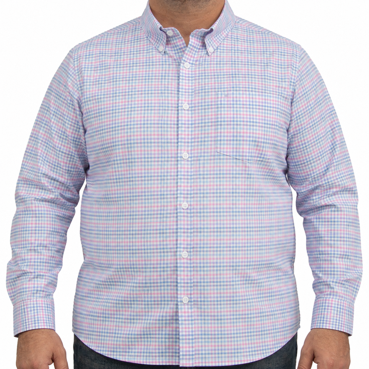 Camisa Cuadros Multicolor Manga Larga 100% Algodón Talla Extra 2607131