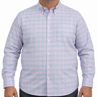 Camisa Cuadros Multicolor Manga Larga 100% Algodón Talla Extra 2607131