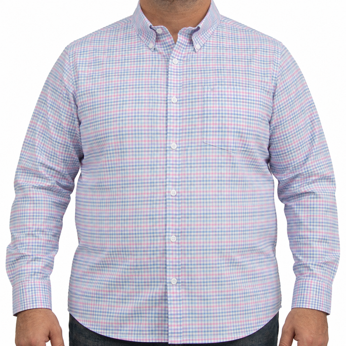 Camisa Cuadros Multicolor Manga Larga 100% Algodón Talla Extra 2607131